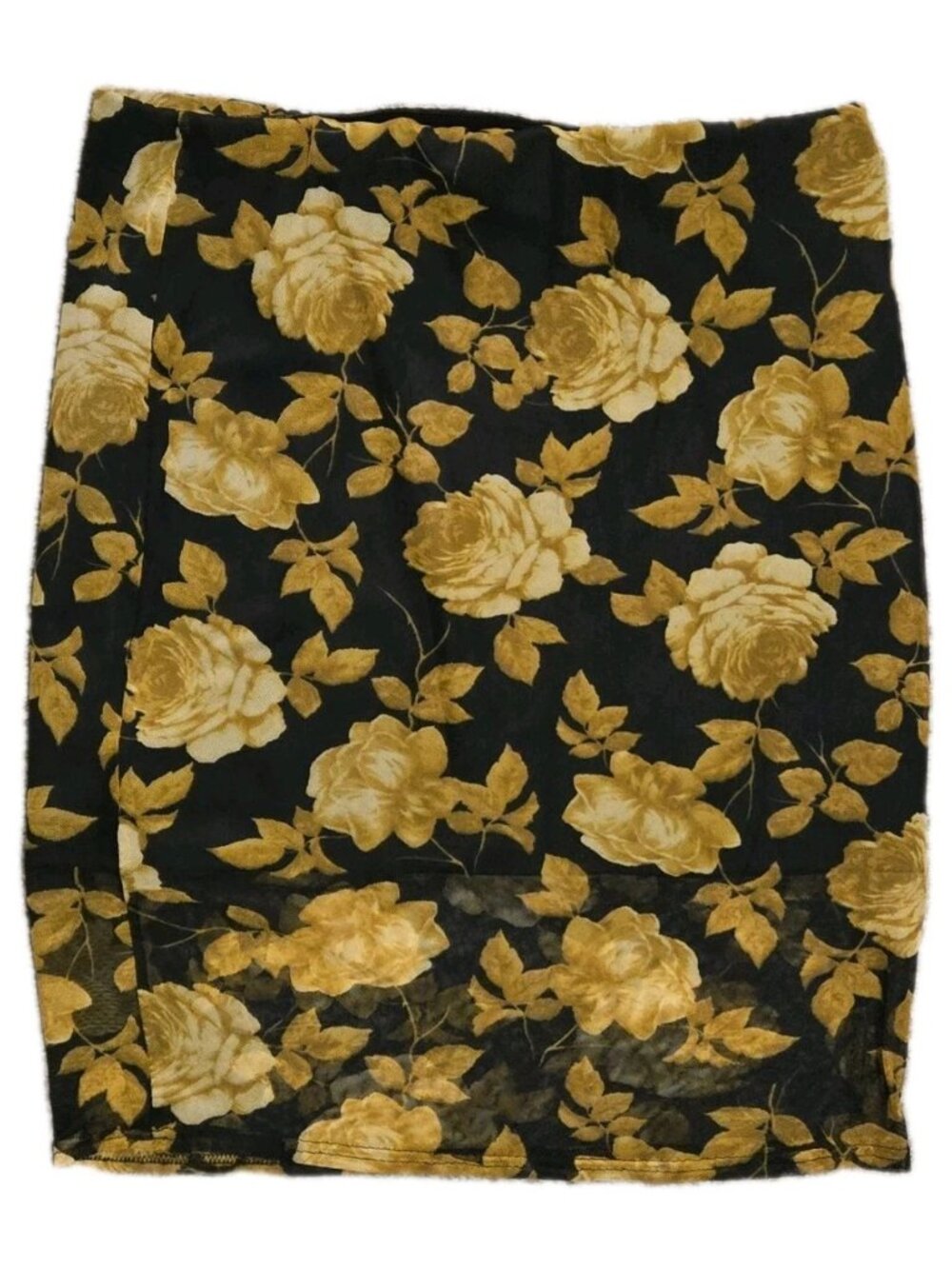 NWOT Zenobia Black & Yellow Floral Skirt Plus Size 1X